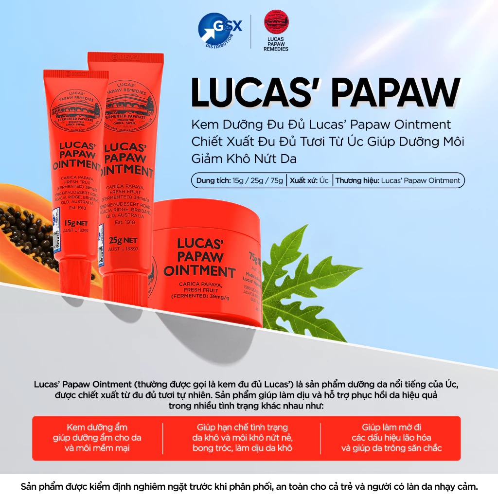Dưỡng Môi Đa Năng LUCAS PAPAW Chiết Xuất Đu Đủ