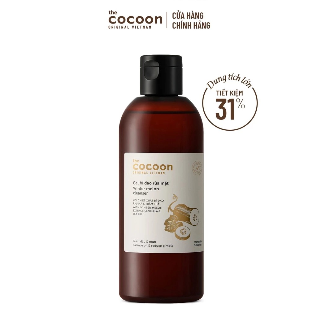 Gel Rửa Mặt Cocoon Bí Đao Hỗ Trợ Giảm Dầu Và Mụn Winter Melon Cleanser