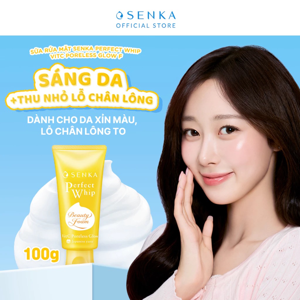 Sữa Rửa Mặt Senka Dưỡng Sáng Mờ Thâm Perfect Whip Vit C 100g