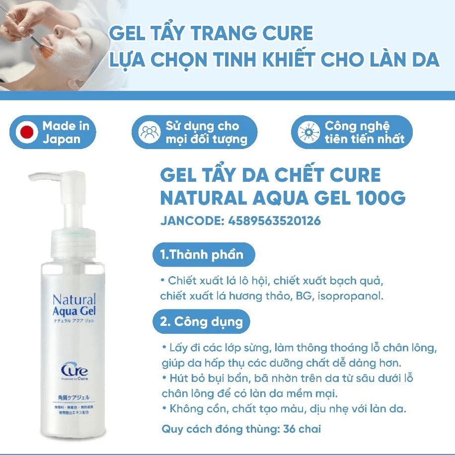 Tẩy Tế Bào Chết Dạng Gel Dịu Nhẹ CURE Natural Aqua Gel 250g