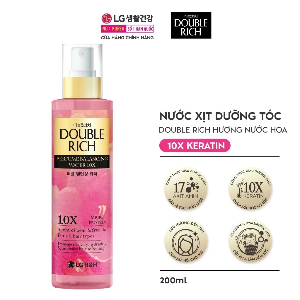 Nước Xịt Dưỡng Tóc Double Rich Hương Nước Hoa 10X Keratin 200ml
