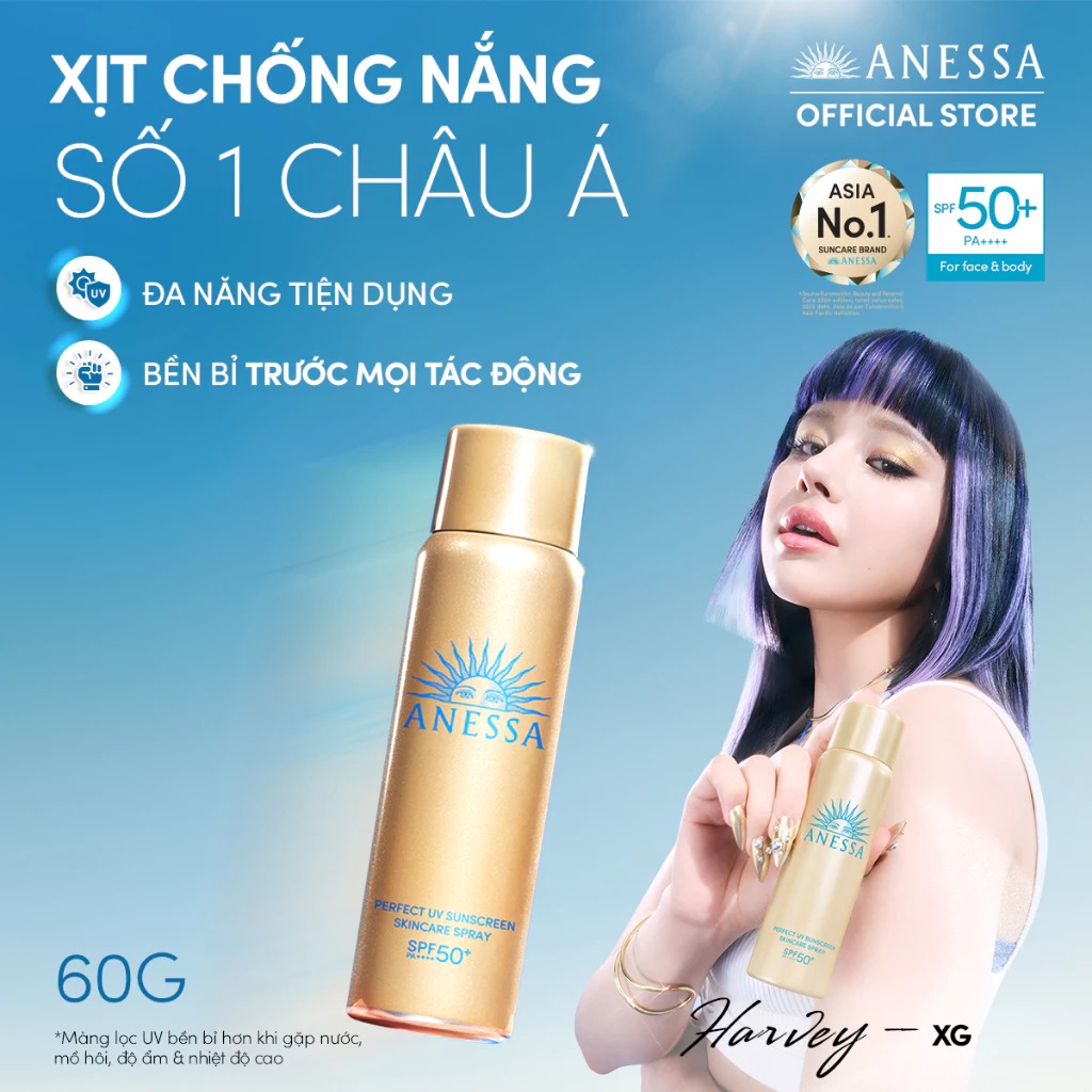 Xịt Chống Nắng Anessa Dưỡng Da Đa Năng 60g Perfect UV Sunscreen Skincare Spray N SPF50+ PA++++ (Mới)
