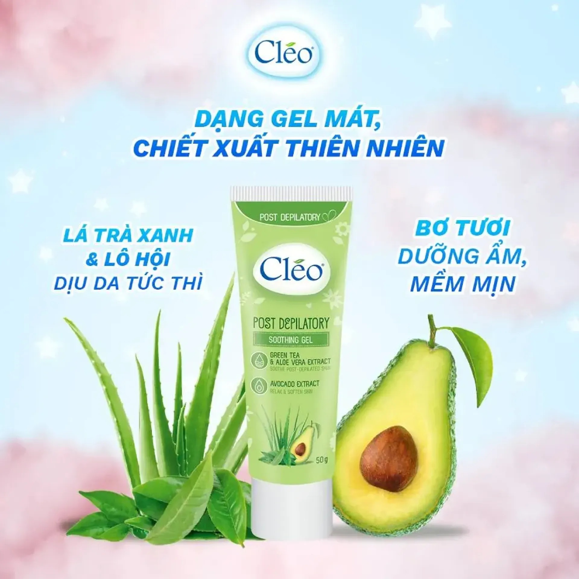 Gel Dưỡng Da Sau Tẩy Lông Cléo Dưỡng Ẩm Và Dịu Da Post Depilatory Soothing Gel 50g