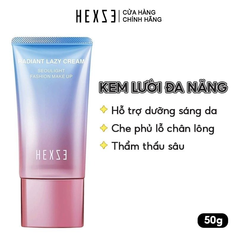 Kem Dưỡng/Kem Lười Hexze Nâng Tông Sáng Mịn, Cấp Ẩm Da Radiant Lazy Cream 50g (Tuýp)