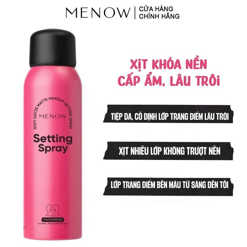 Xịt Khóa Nền Cấp Ẩm, Lâu Trôi MENOW Soft Gauze Matte Makeup Setting Spray 100ml