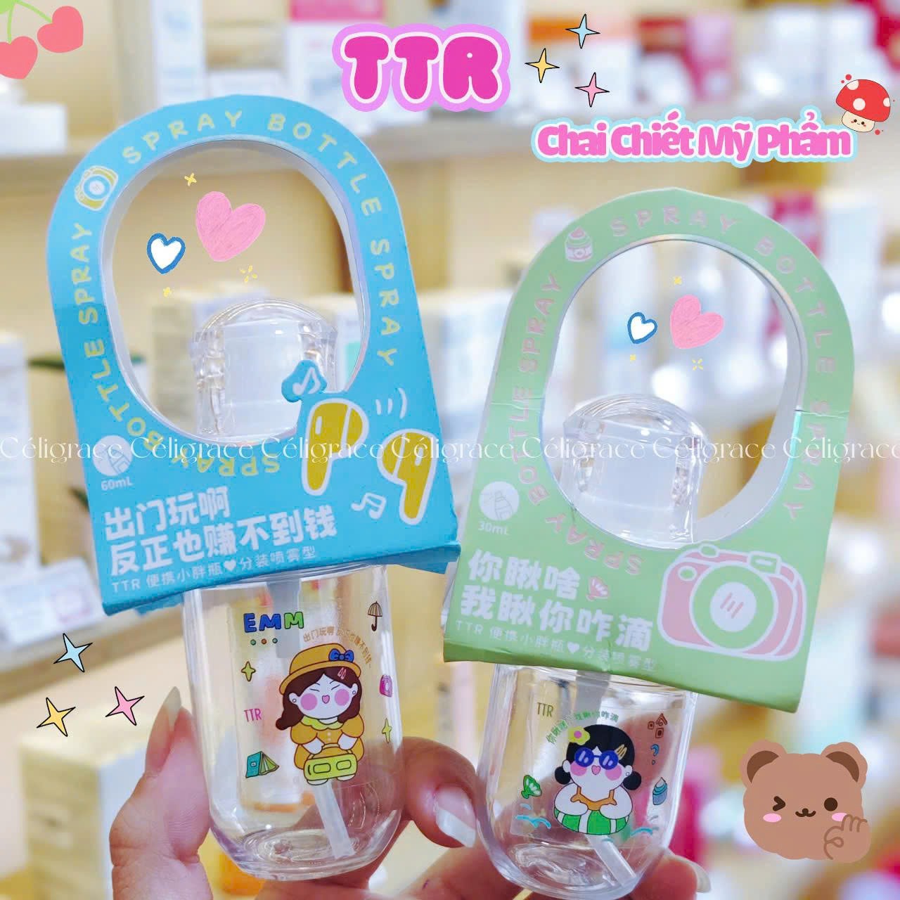 [1 CHAI] Chai Nhựa Chiết Mỹ Phẩm Tiện Lợi TTR Dạng Tròn - Đầu Xịt Phun Sương