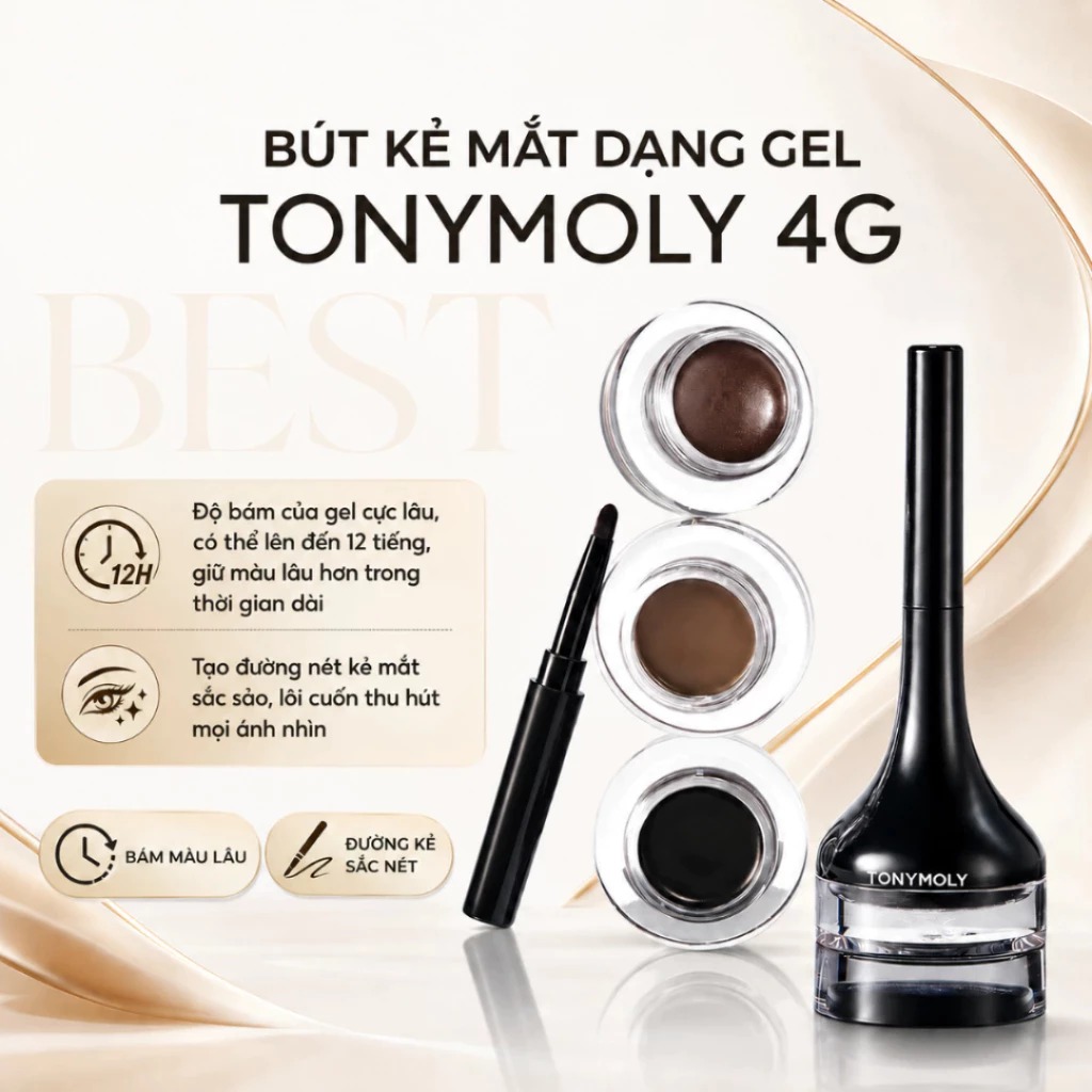 Kẻ Mắt Tonymoly Back Gel Eyeliner Long Brush