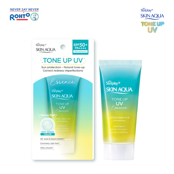 Tinh Chất Chống Nắng Sunplay SKIN AQUA Hiệu Chỉnh Sắc Da Tone Up UV Essence Mint Green SPF50+ PA++++ 50g (Xanh Lá-Tuýp)
