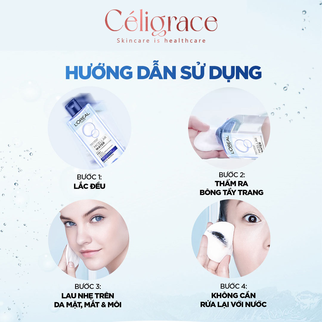 Nước Tẩy Trang L'OREAL Dưỡng Ẩm Cho Da Thường, Khô Micellar Water 3-in-1 Moisturizing Even For Sensitive Skin (Nắp Hồng)