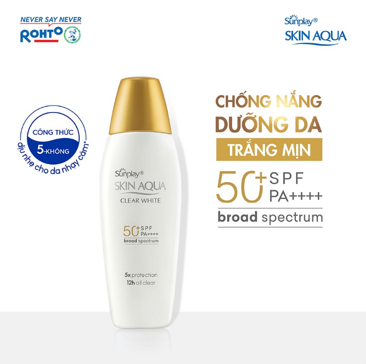 Sữa Chống Nắng Sunplay SKIN AQUA Dưỡng Da Sáng Mịn Clear White SPF50+ PA++++ (Nắp Đồng)