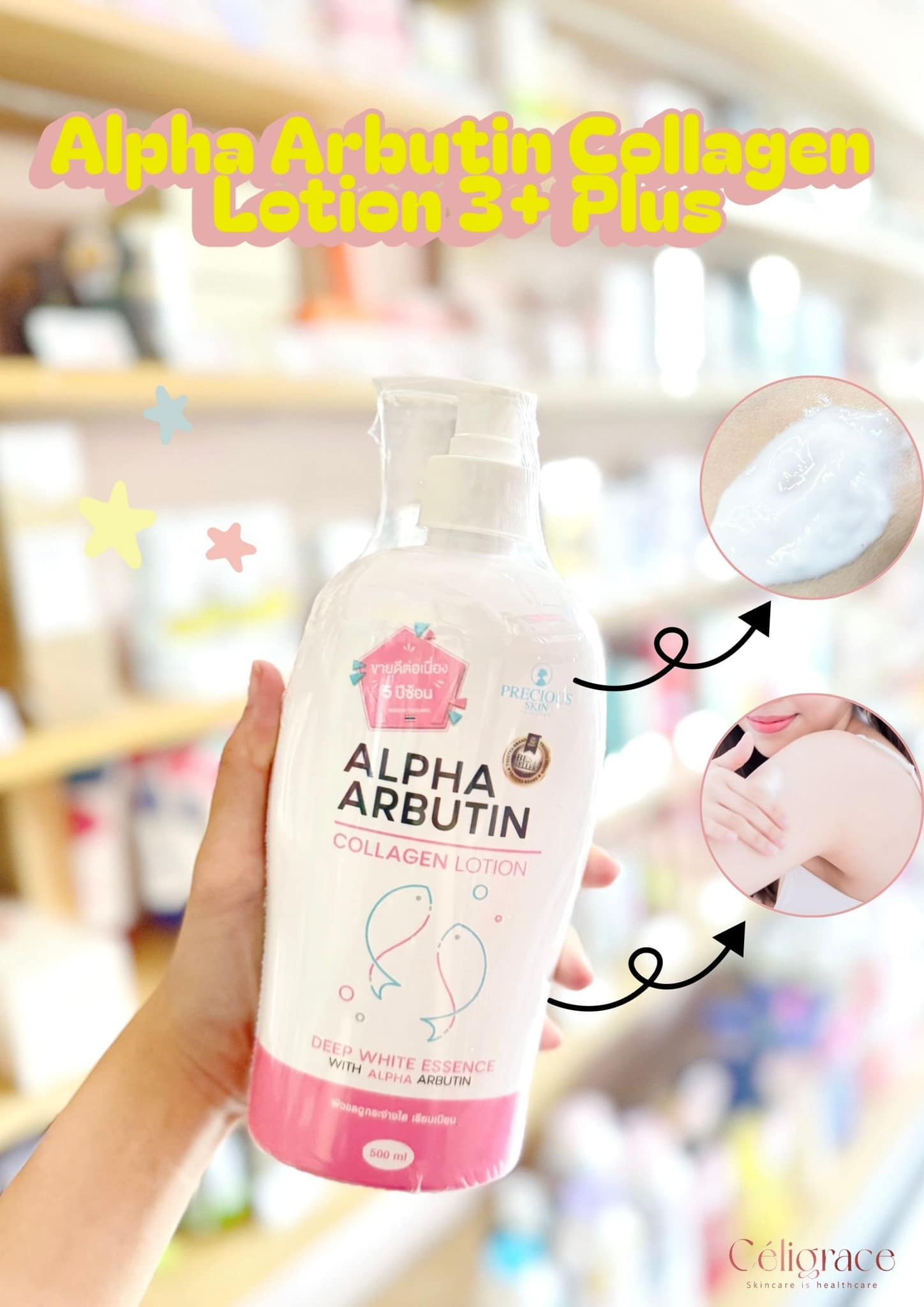 Sữa Dưỡng Thể Precious Skin Alpha Arbutin Dưỡng Trắng Da 3 Plus + Collagen 500ml