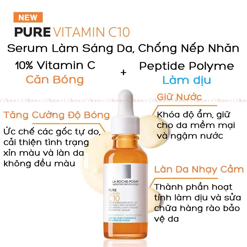 [CLESAL2401 - DATE 07/2024] Tinh Chất Làm Sáng Da Và Giảm Thâm Nám La Roche-Posay Redermic Pure Vitamin C10 Serum 30ml