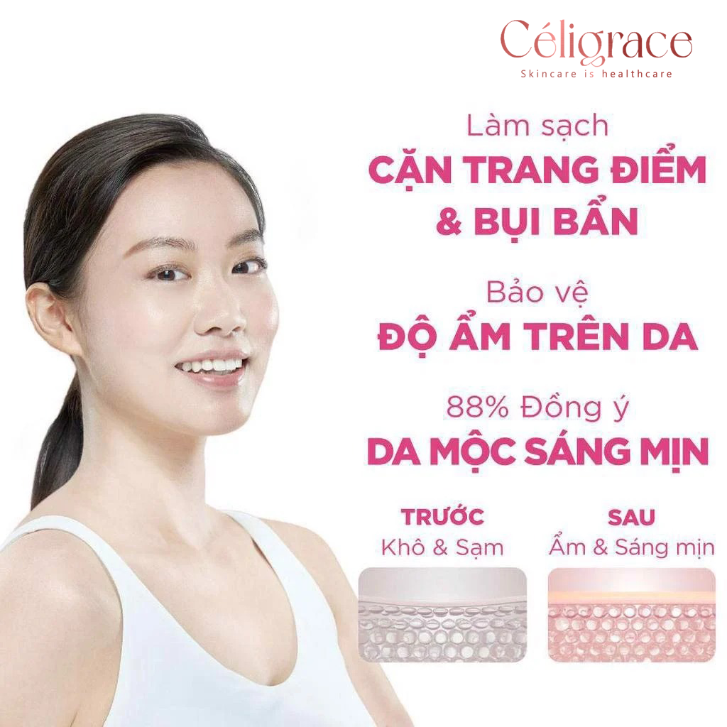 Nước Tẩy Trang Senka Cấp Ẩm, Dưỡng Sáng Da All Clear Water Micellar Formula Bright 230ml (Hồng)