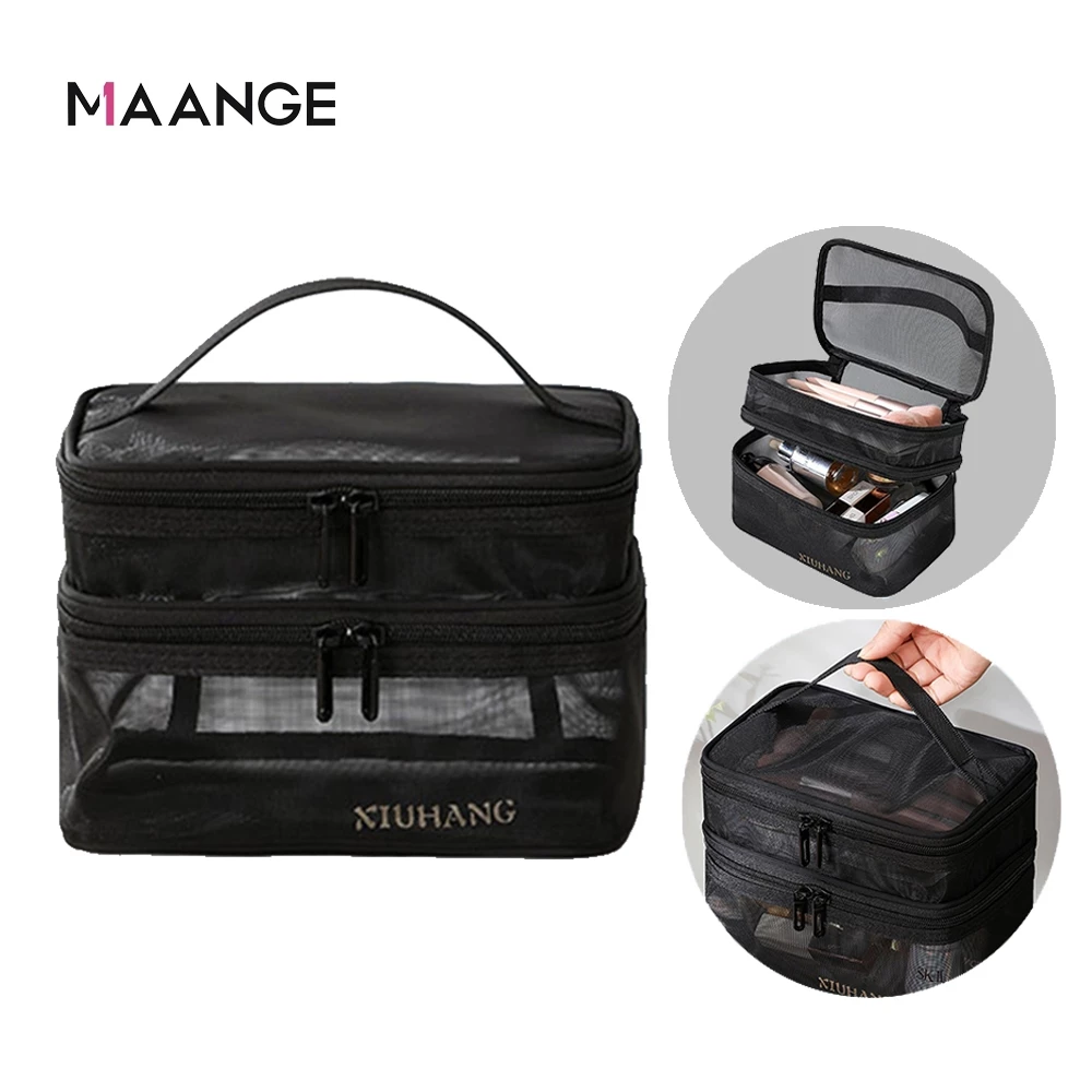 MAANGE - Túi Đựng Mỹ Phẩm Lưới Hai Ngăn 0313