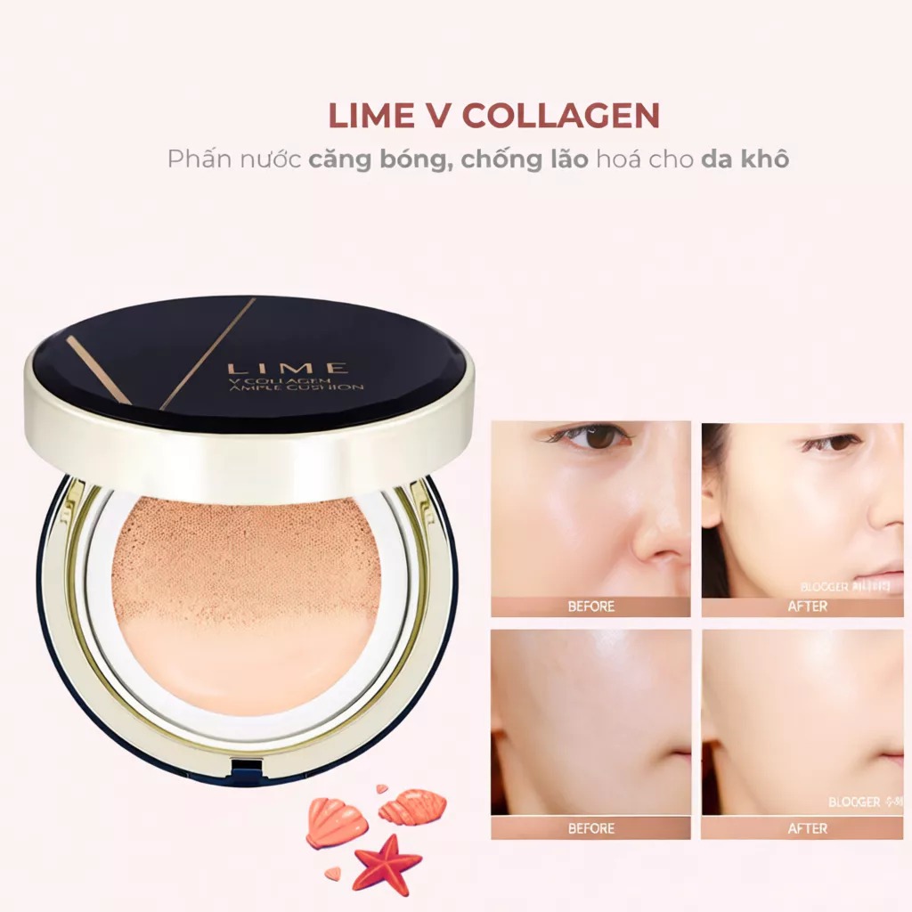 [DƯỠNG ẨM - XANH] Phấn Nước Lime Dưỡng Ẩm V Collagen Ample Cushion SPF50+ PA+++  20g