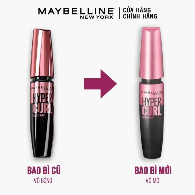 Mascara MAYBELLINE Làm Dài Và Cong Mi, Không Lem Không Trôi The Hyper Curl Mascara 9.2g (Đen Hồng)