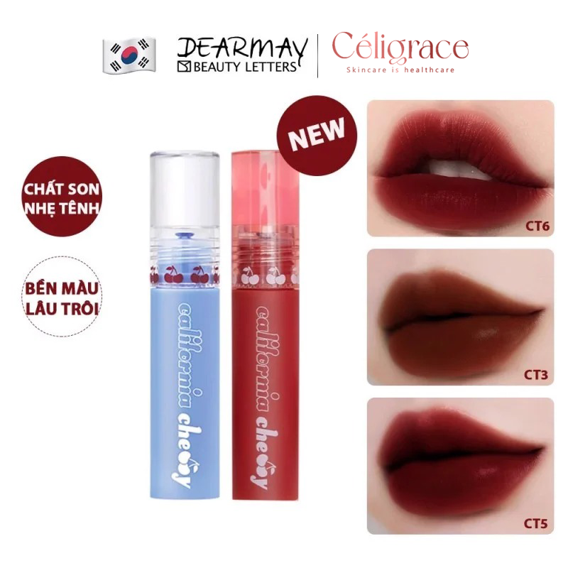 [CLESAL2401 - DATE 11/2024] Son Kem Lì Dearmay Lên Màu Chuẩn California Cherry Velvet Tint 4.4g