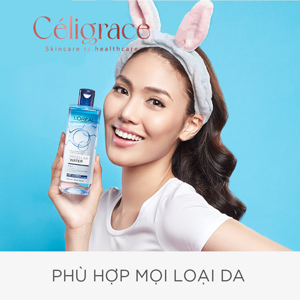 Nước Tẩy Trang L'OREAL Làm Sạch Sâu Trang Điểm Micellar Water 3-in-1 Deep Cleansing Even For Sensitive Skin (Nắp Xanh Đậm)