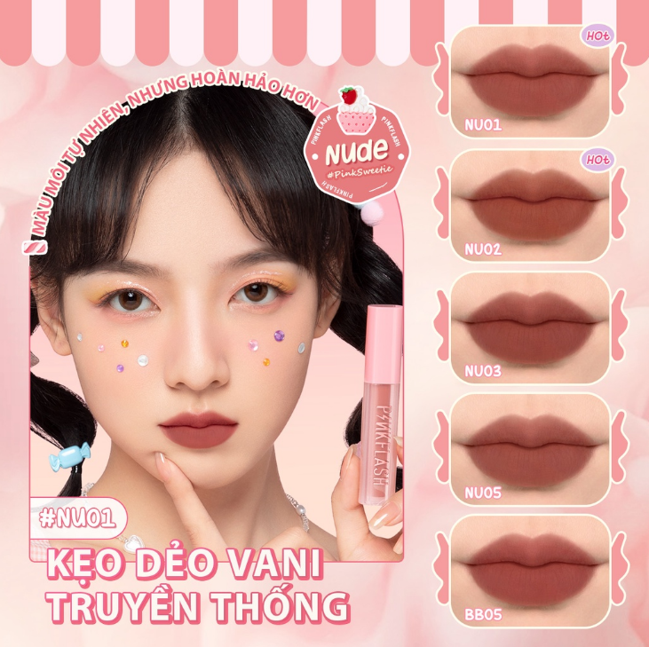 Son Kem Lì PINKFLASH Mềm Mịn Như Nhung Powdery Lipgloss PF-L16 1.6g