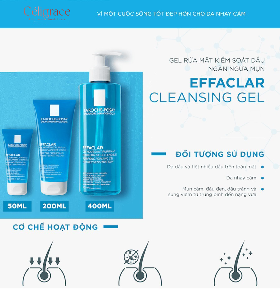 Gel Rửa Mặt La Roche-Posay Dành Cho Da Dầu, Nhạy Cảm Effaclar Purifying Foaming Gel For Oily Sensitive Skin