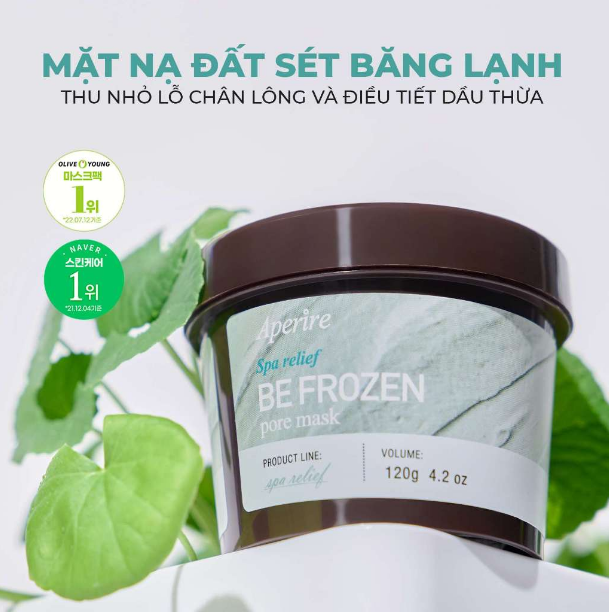 Mặt Nạ Đất Sét Aperire Băng Lạnh Thu Nhỏ Lỗ Chân Lông Và Điều Tiết Dầu Thừa Spa Relief Be Frozen Pore Mask 120g (XANH)
