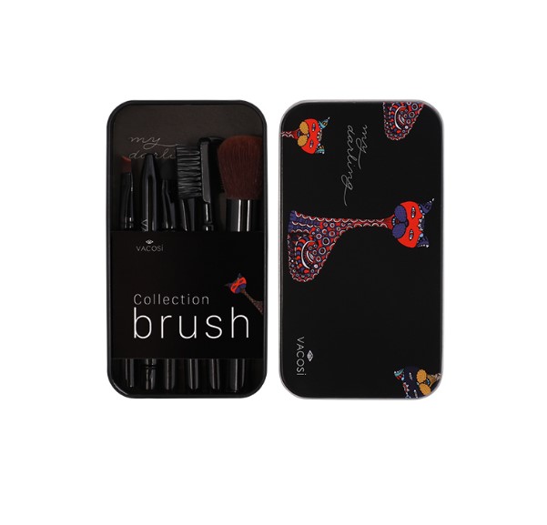 BC23 - Bộ Cọ Hộp Sắt VACOSI My Darling Travel Brush (Set 6 Cây)