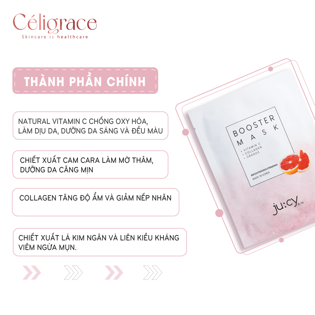 Mặt Nạ Ju:cy Dưỡng Trắng Booster Mask 25g (Hồng)