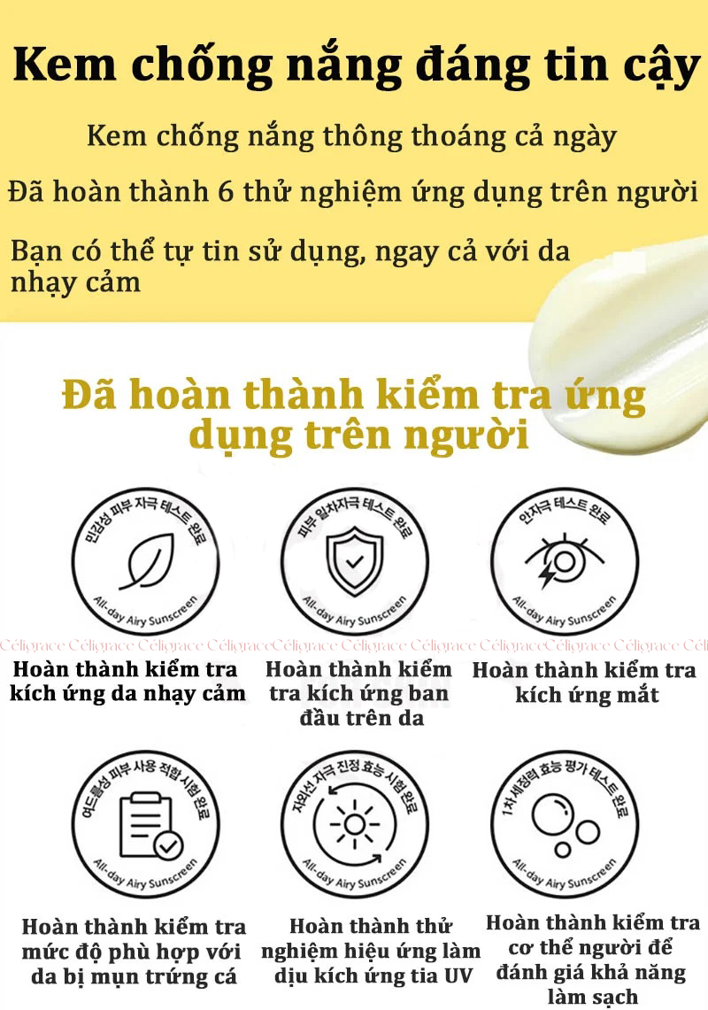 Kem Chống Nắng Klairs Ẩm Mượt, Làm Dịu Da All-day Airy Sunscreen SPF50+ PA++++ 50g