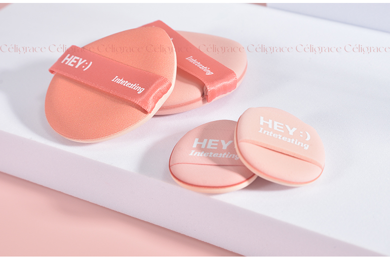 H-9067 - Hộp Set 4 Bông Phấn HEY Kèm Giỏ Đựng Xinh Xắn (Cam)