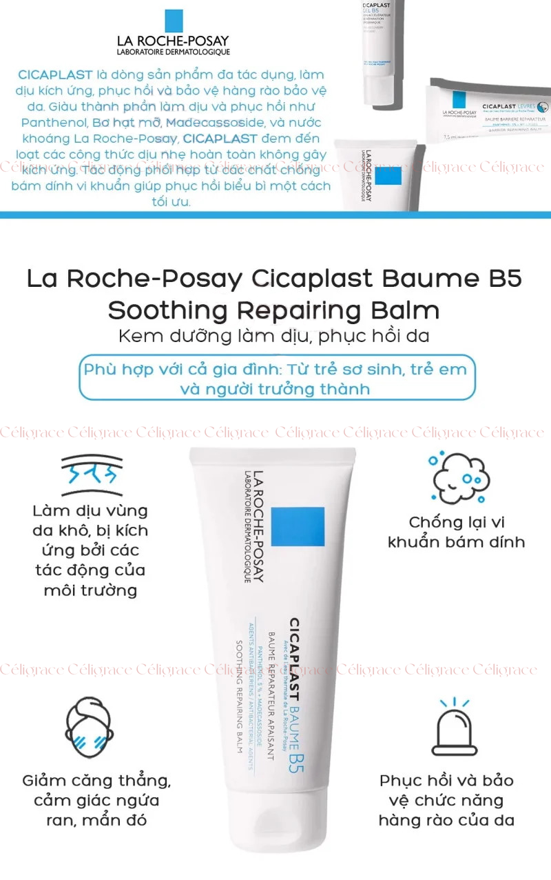 Kem Dưỡng La Roche-Posay Làm Dịu, Hỗ Trợ Phục Hồi Da Cicaplast Baume B5/B5+ Soothing Repairing Balm 40ml