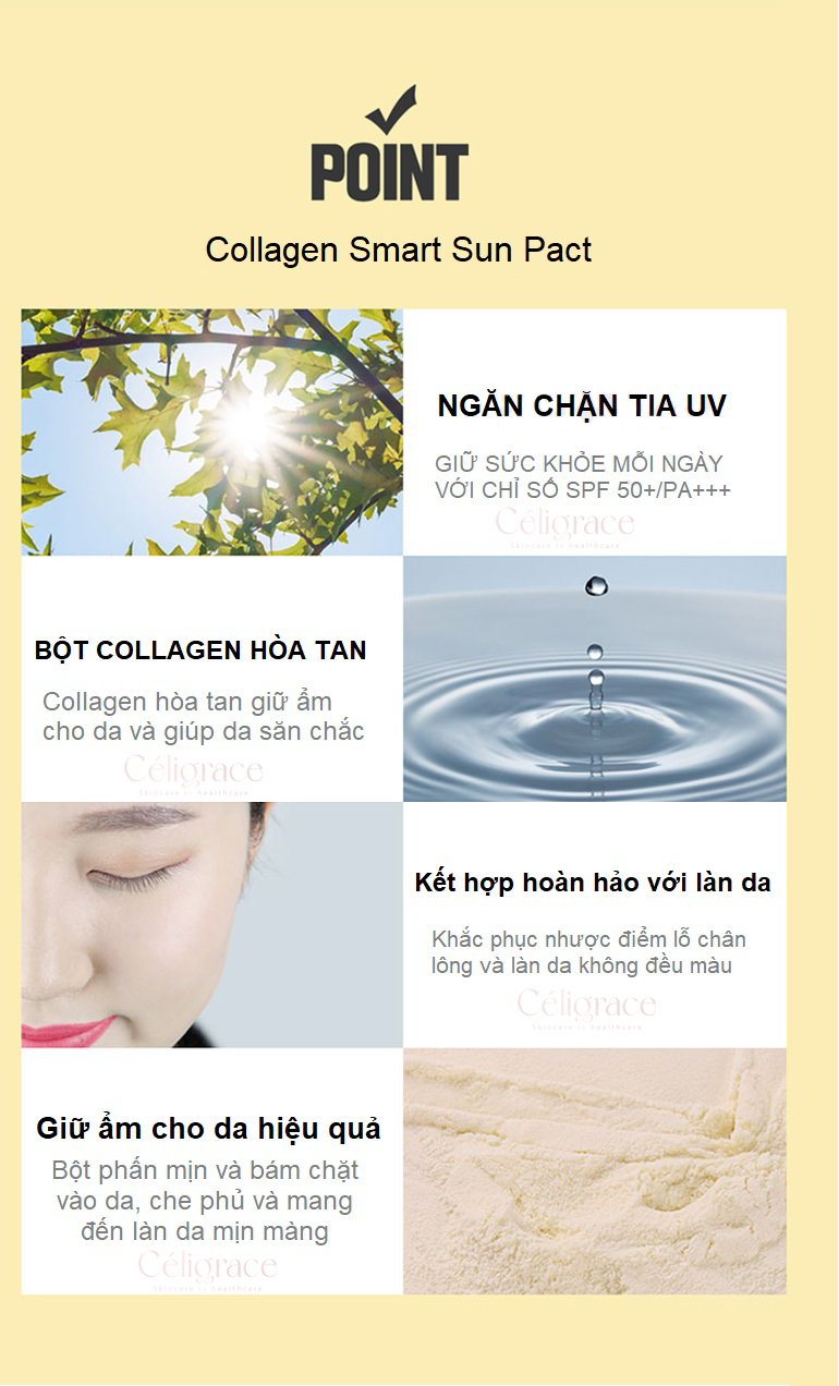 Phấn Phủ Karadium Kiềm Dầu, Dưỡng Da Hiệu Quả Collagen Smart Sun Pact SPF50+/PA+++ 11g