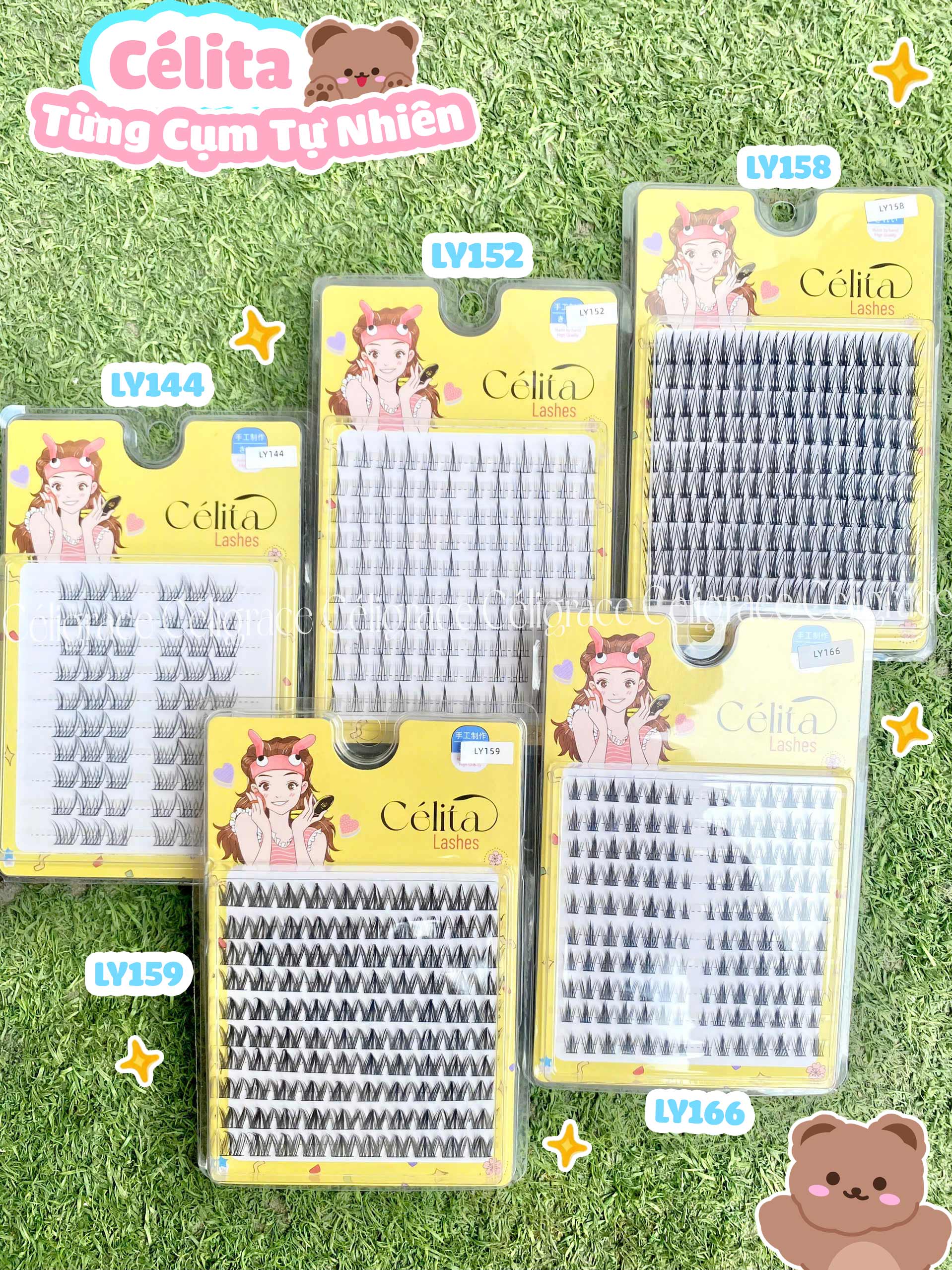 [TẶNG 10 NHẪN ĐỰNG KEO] [MI TRÊN - 10 HÀNG] Mi Giả CÉLITA Từng Cụm Tự Nhiên & Mềm Mại