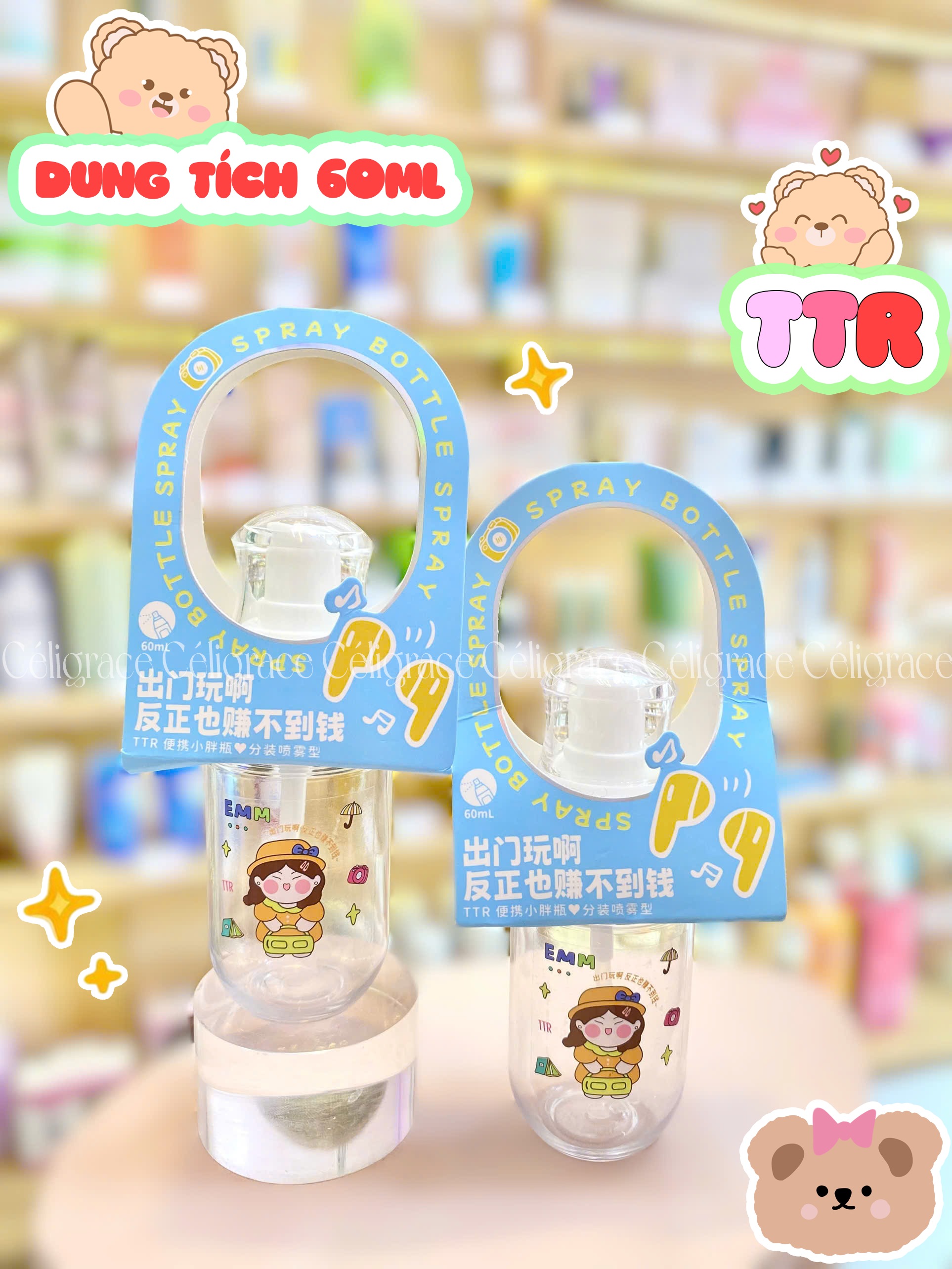 [1 CHAI] Chai Nhựa Chiết Mỹ Phẩm Tiện Lợi TTR Dạng Tròn - Đầu Xịt Phun Sương