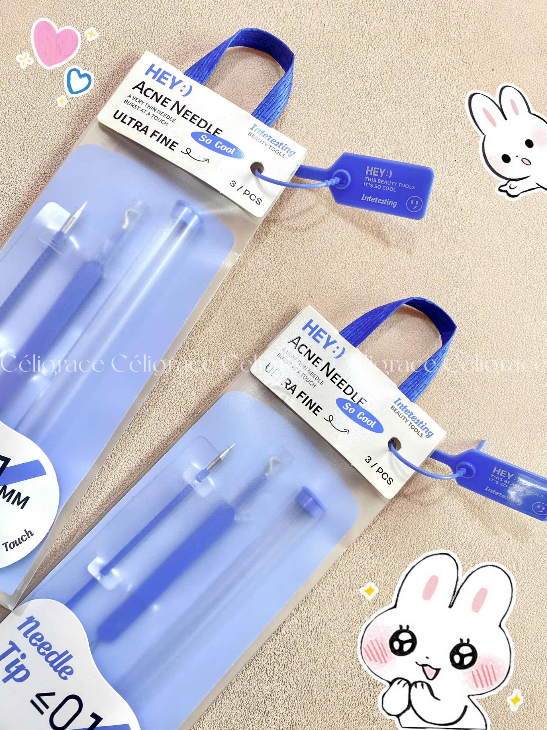 H-9004 - Set Dụng Cụ Nặn Mụn HEY Chuyên Dụng Kèm Hộp Đựng Acne Needle 30g (2 Cây - Xanh)