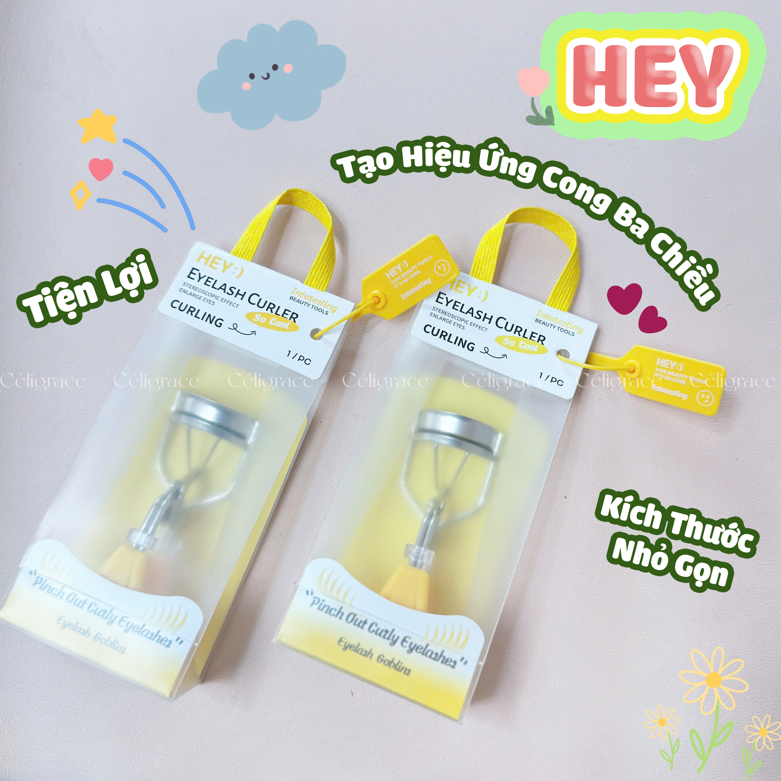 H-9022 - Bấm Mi HEY Cán Vàng Tiện Lợi Eyelash Curler 47g