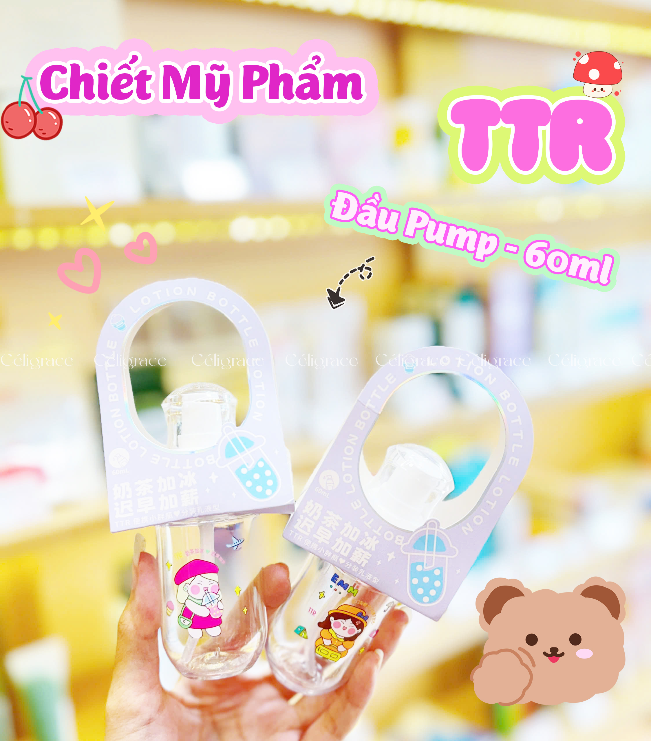 [1 CHAI] Chai Nhựa Chiết Mỹ Phẩm Tiện Lợi TTR Dạng Tròn - Đầu Pump