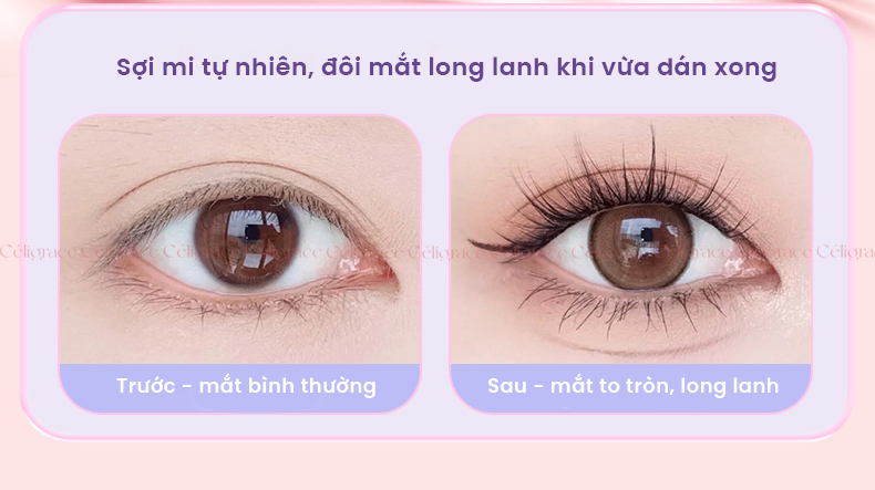 H-9076 - Mi Giả Từng Cụm HEY Tự Dính Không Dùng Keo, Phong Cách Mắt Mèo