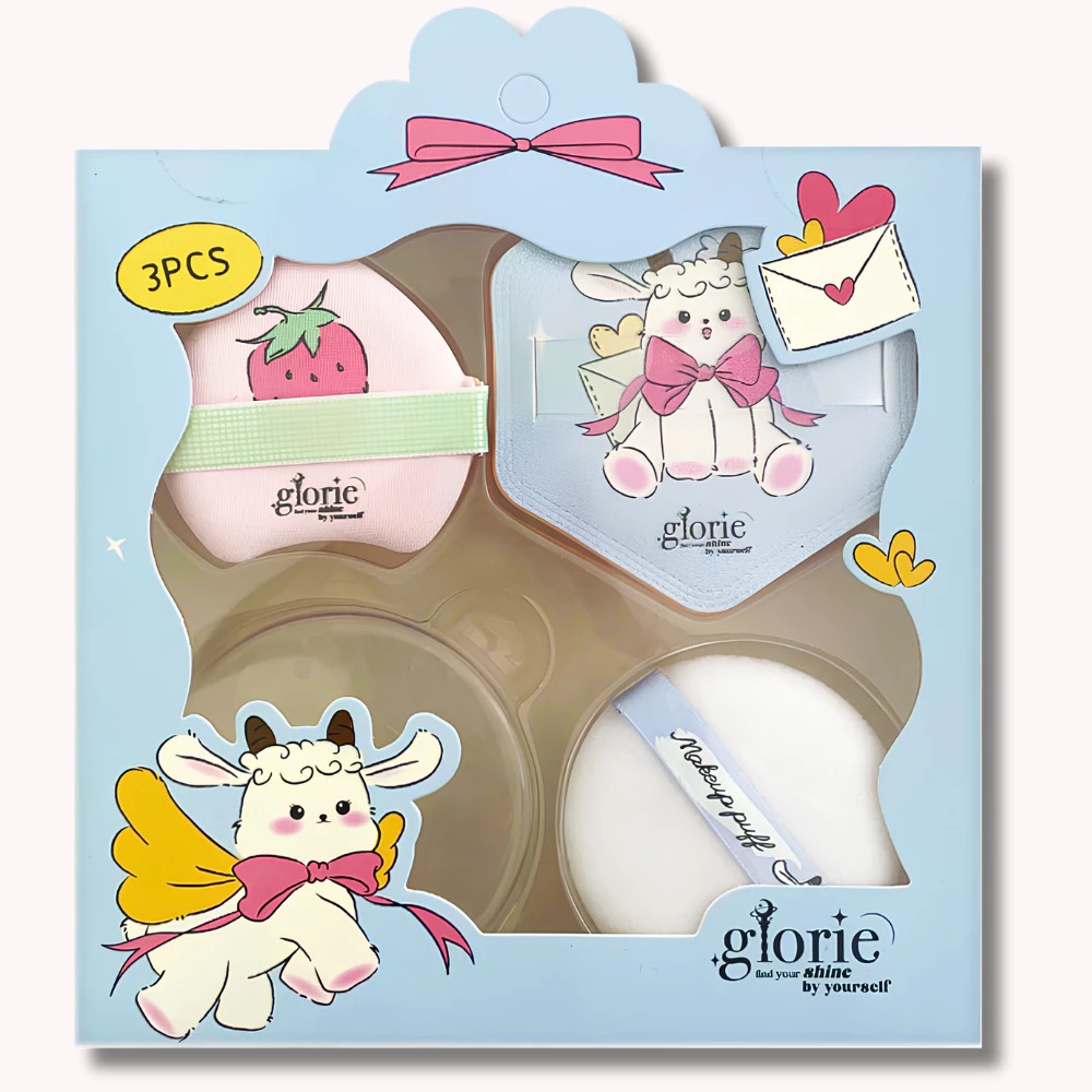Set 3 Bông Glorie Baa Baa Sheep Collection Skin-Fit Powder Puffs (Kèm Hộp Đựng)