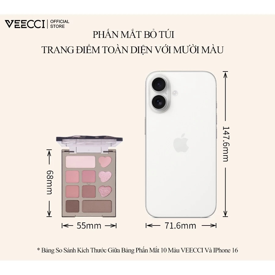 Bảng Phấn Mắt Mini 10 Ô VEECCI 4.2g