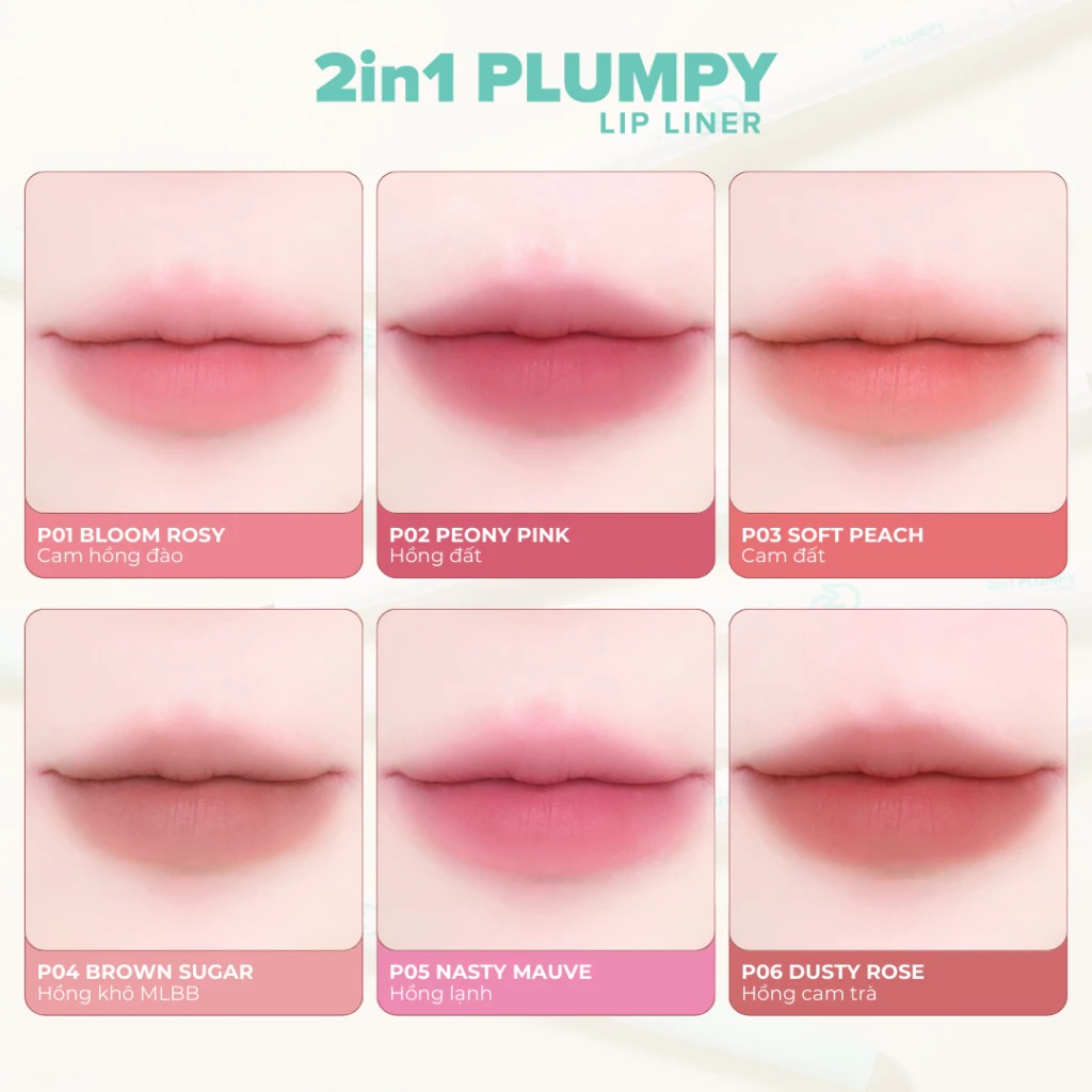 Chì Kẻ Viền Môi Dearmay Tạo Khối Môi 2 Đầu 2In1 Plumpy Lip Liner 0.46g