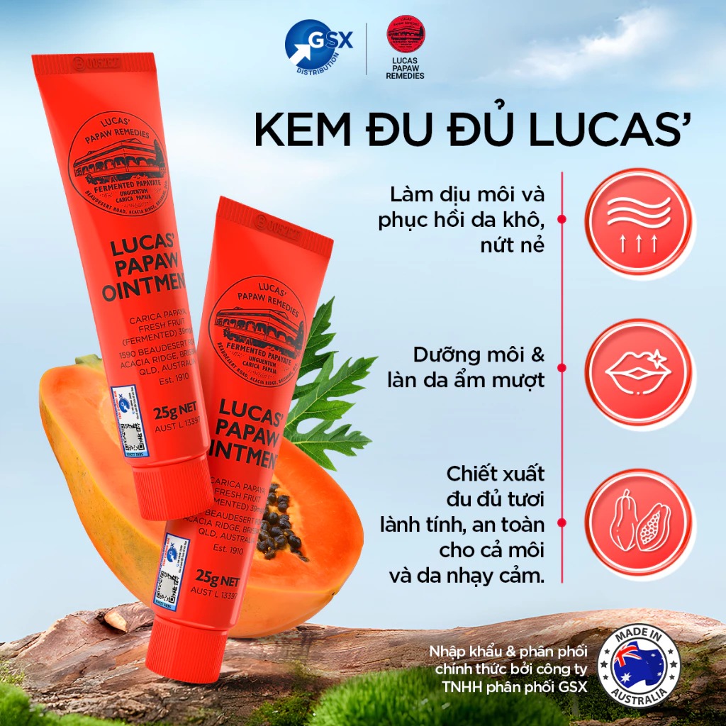 Dưỡng Môi Đa Năng LUCAS PAPAW Chiết Xuất Đu Đủ