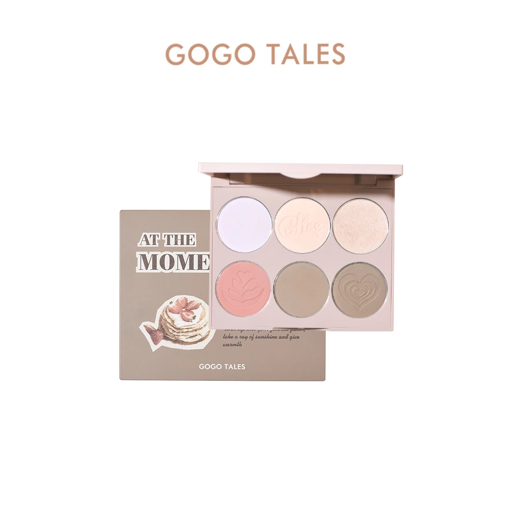 Bảng Tạo Khối - Bắt Sáng - Má Hồng 3in1 GOGO TALES 6 Ô Nude Light Shadow Highlight Contour Disc 16.8g