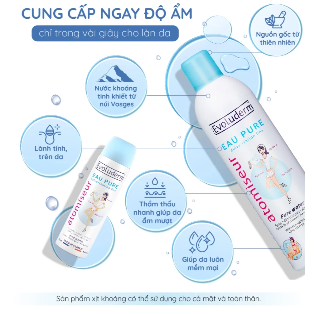 Xịt Khoáng Cấp Nước Evoluderm Atomiseur Eau Pure Water