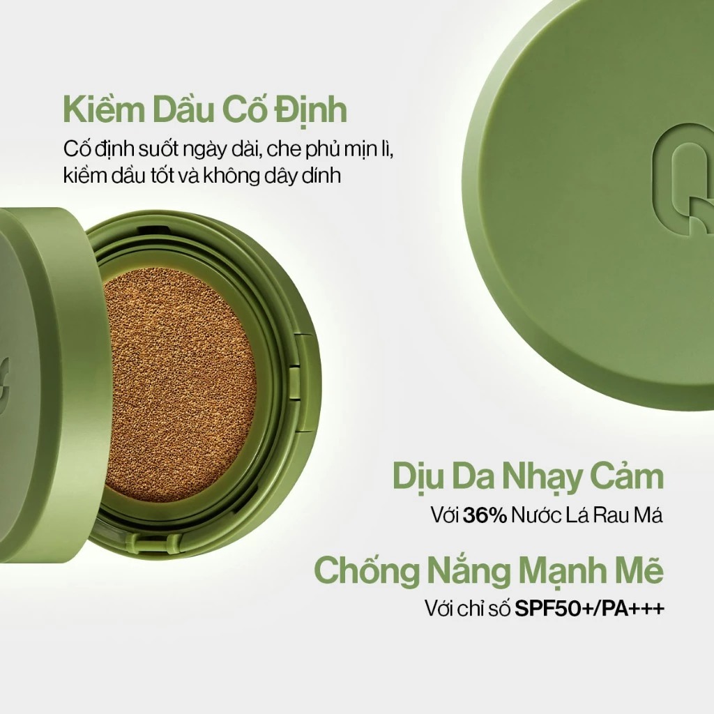 Phấn Nước GLAMRR Q Kiềm Dầu, Che Phủ Cao Vegan Super Cover Cushion SPF50+/PA++