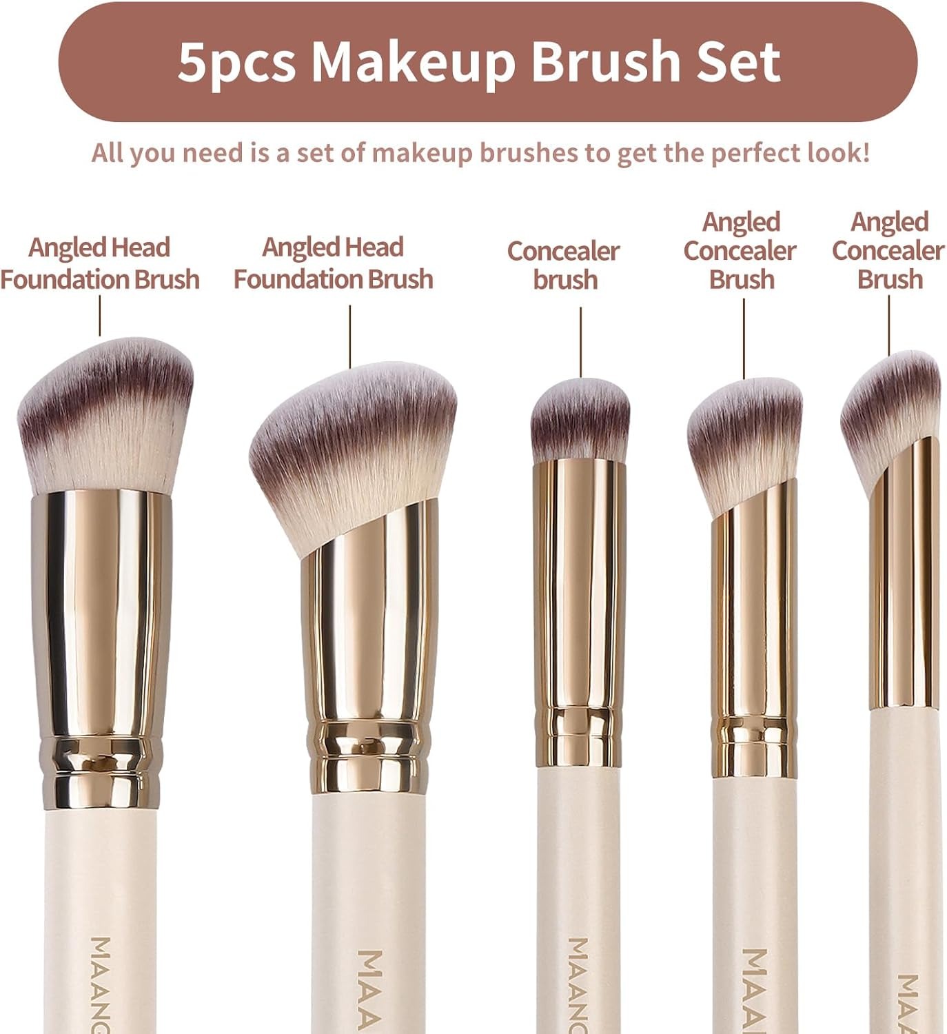MAANGE - Bộ 5 Cọ Trang Điểm 51737 (Màu Be)