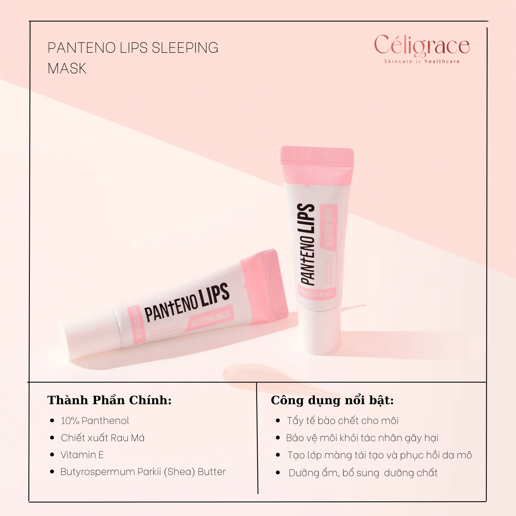Mặt Nạ Ngủ Cho Môi Mediheal Pantenolips Sleeping Mask 10ml