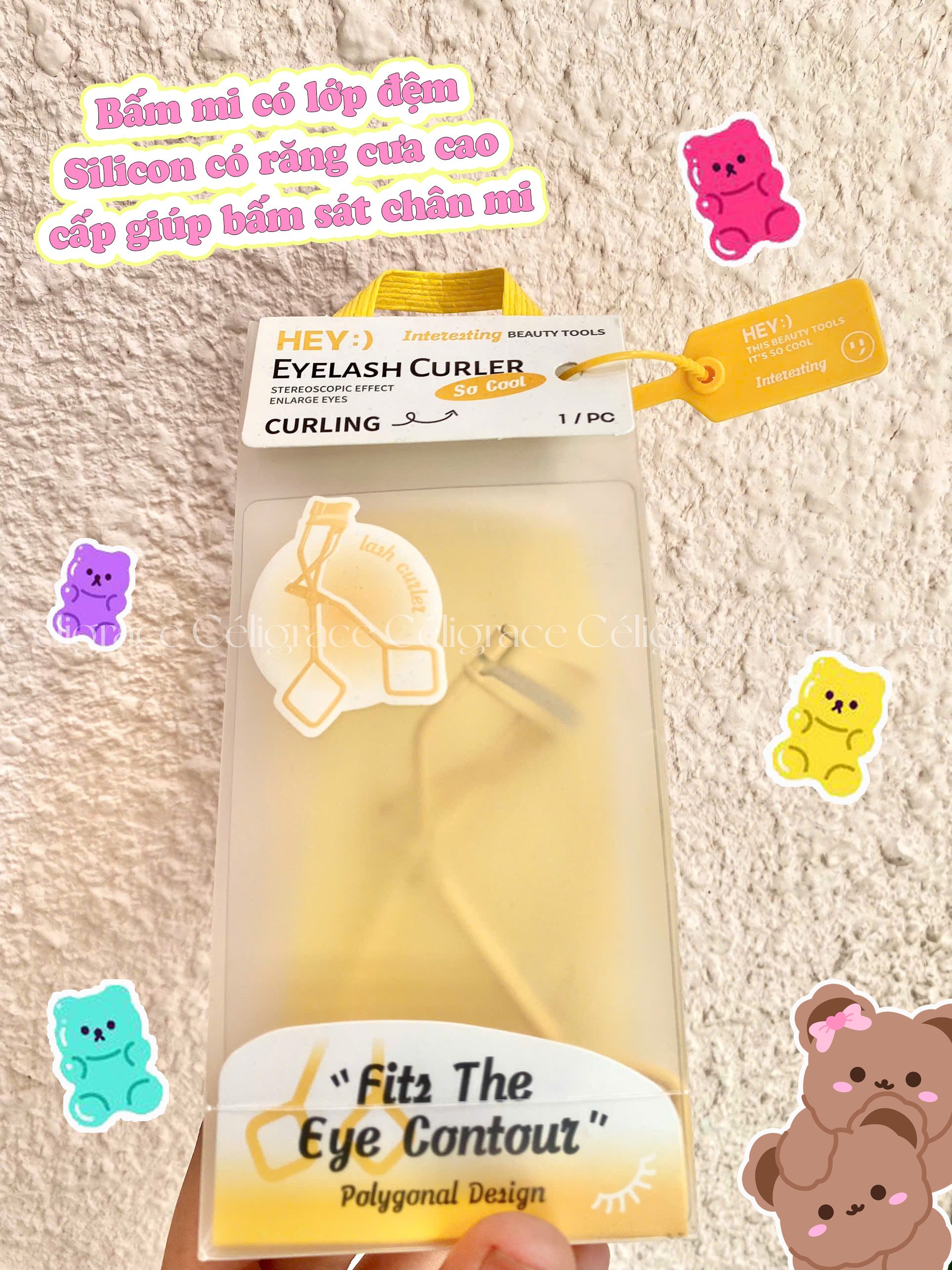 H-9056 - Bấm Mi HEY Giúp Làm Cong Mi Eyelash Curler 44g (Vàng)