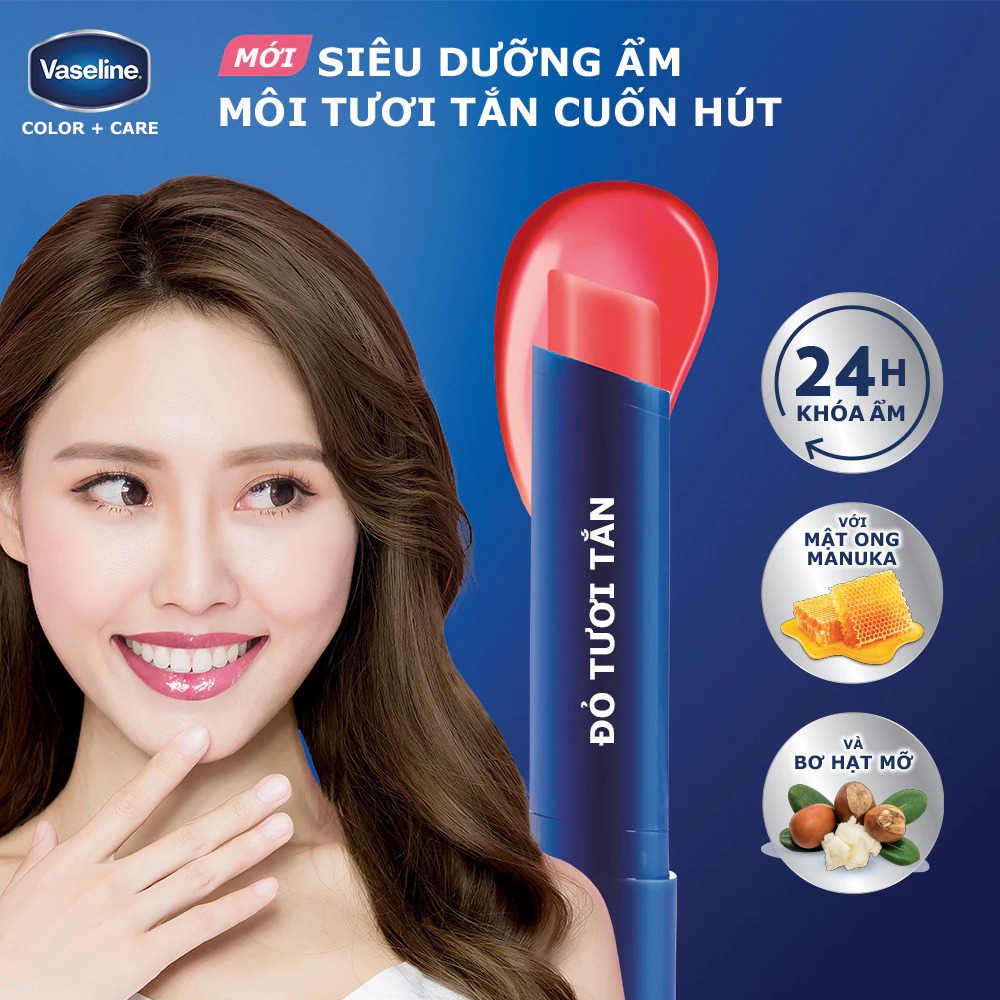 Son Dưỡng Môi Vaseline Dưỡng Ẩm Môi Mềm Mại Lip Care Colour + Care 3g