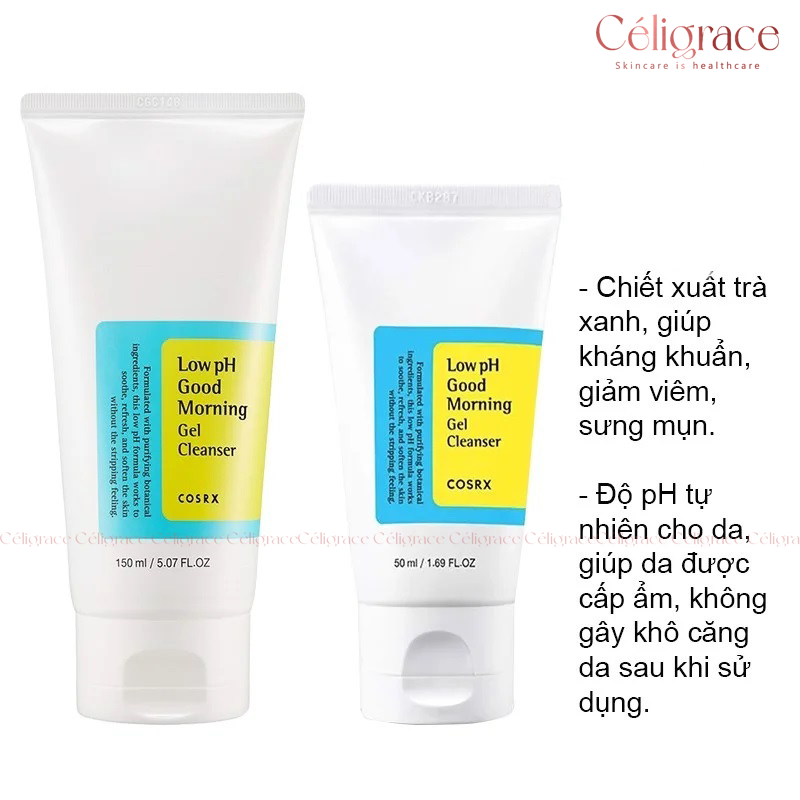 Gel Rửa Mặt Cosrx Tràm Trà, 0.5% BHA Có Độ pH Thấp Low pH Good Morning Gel Cleanser 150ml