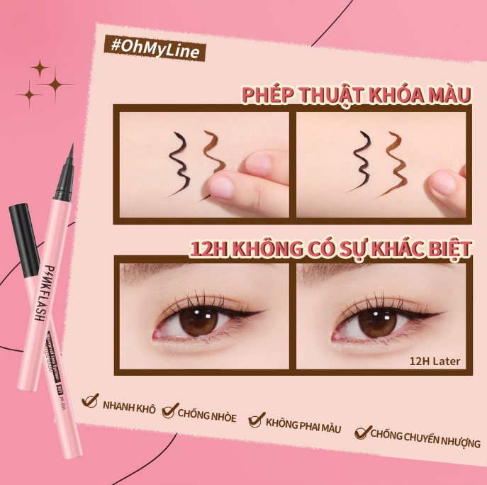 Bút Kẻ Mắt Nước PINKFLASH Chống Nước Lâu Trôi Waterproof Easy Eyeliner PF-E01 0.6g